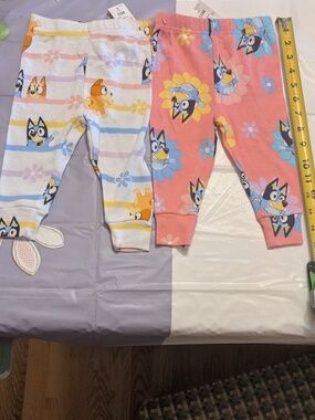 Disney Baby GIRL BLUEY PAJAMA PANTS 12 MONTHS PINK WHITE FLORAL New